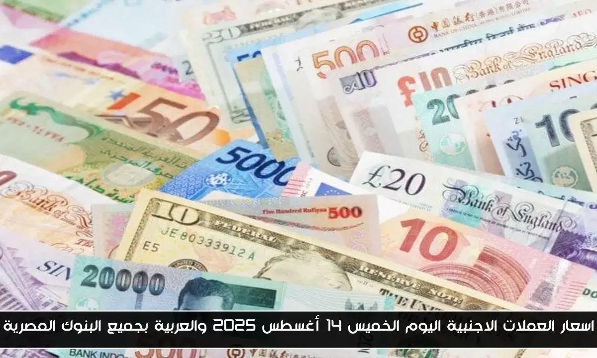 اسعار العملات الاجنبية اليوم الخميس 14 أغسطس 2025 والعربية بجميع البنوك المصرية