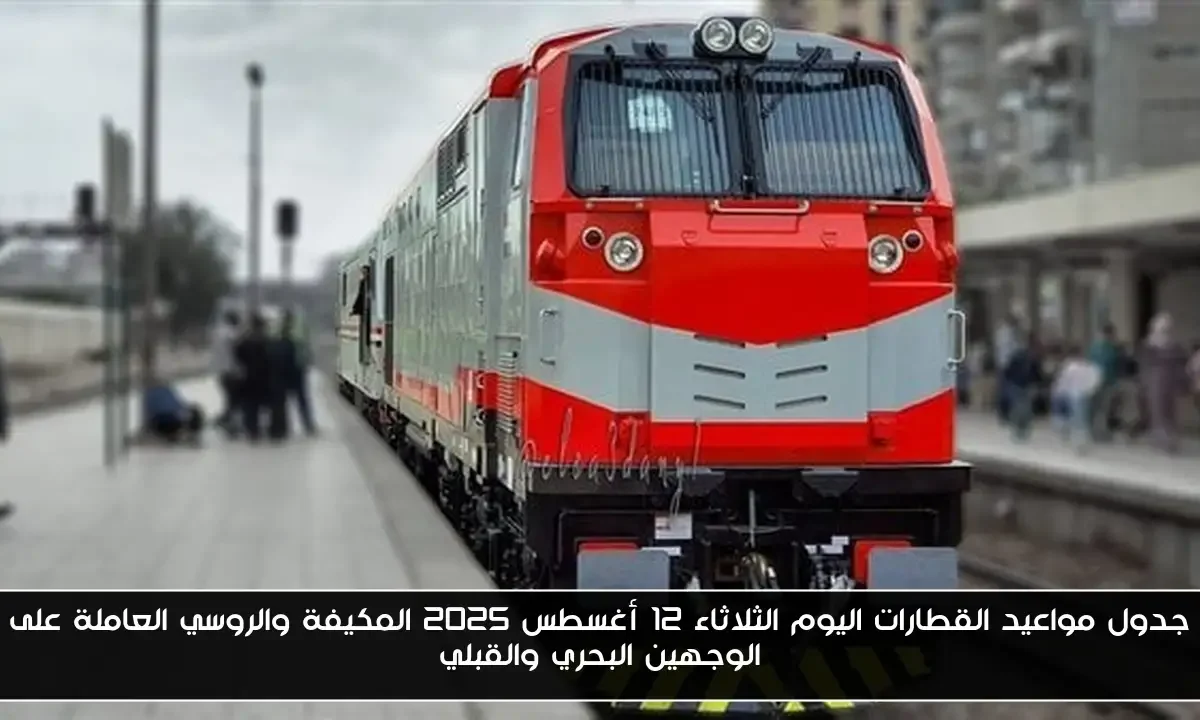 جدول مواعيد القطارات اليوم الثلاثاء 12 أغسطس 2025 المكيفة والروسي العاملة على الوجهين البحري والقبلي