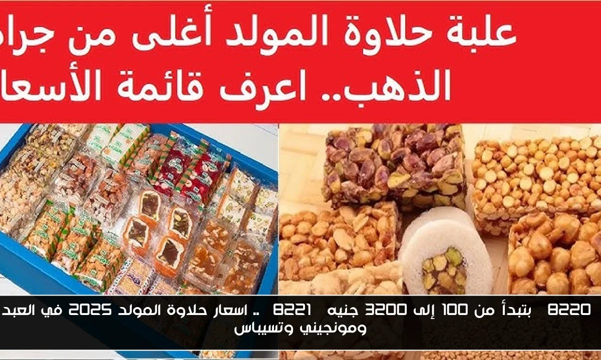 “بتبدأ من 100 إلى 3200 جنيه” .. اسعار حلاوة المولد 2025 في العبد ومونجيني وتسيباس