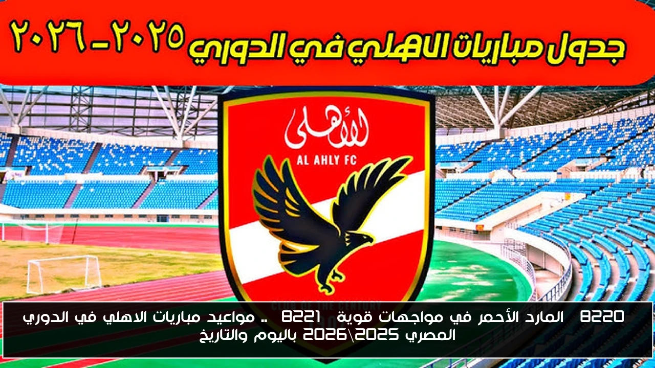 “المارد الأحمر في مواجهات قوية” .. مواعيد مباريات الاهلي في الدوري المصري 2025\2026 باليوم والتاريخ