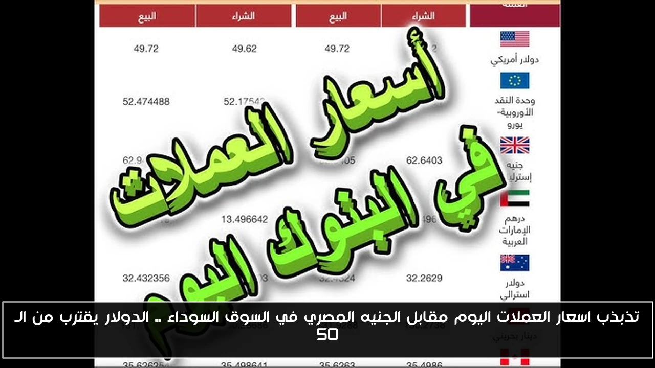 تذبذب اسعار العملات اليوم مقابل الجنيه المصري في السوق السوداء .. الدولار يقترب من الـ 50
