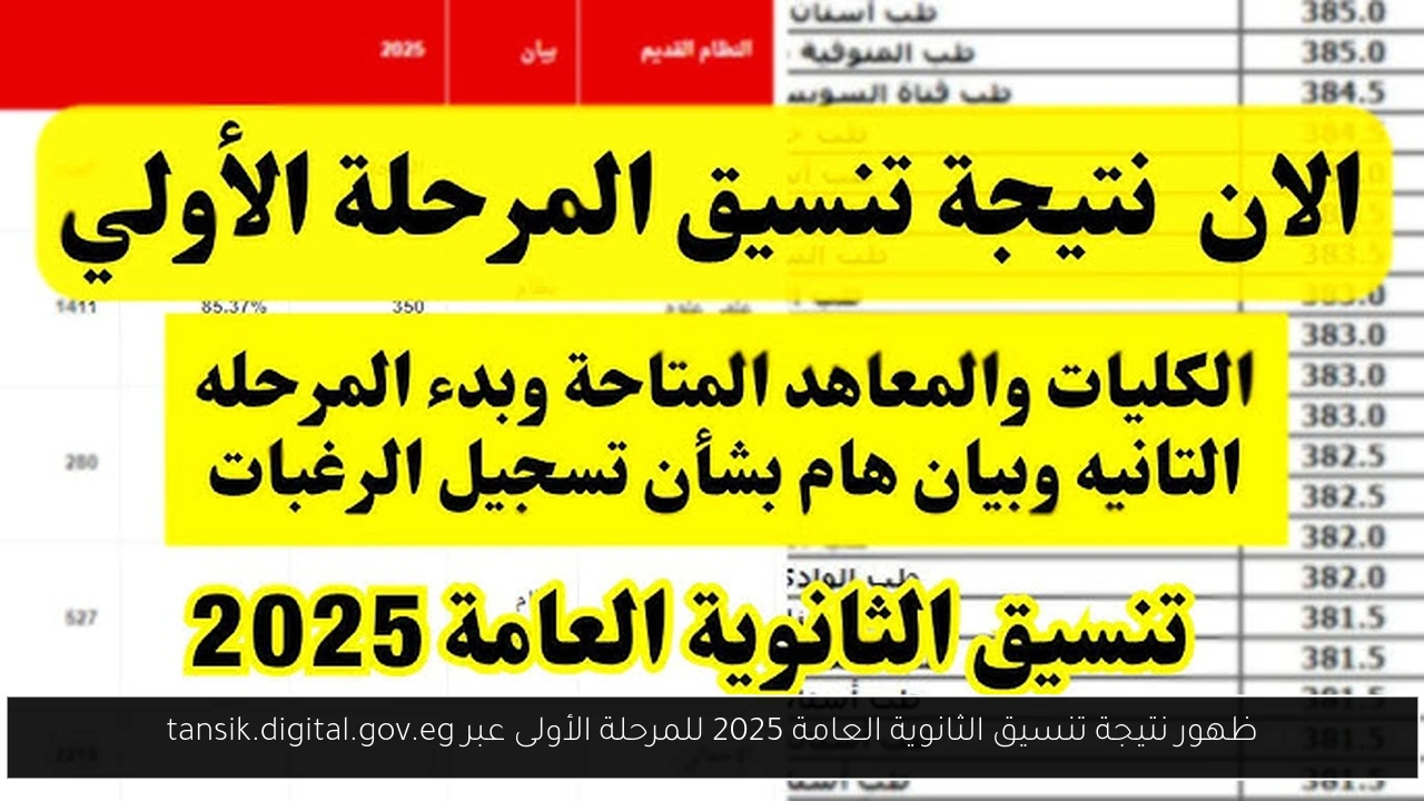 ظهور نتيجة تنسيق الثانوية العامة 2025