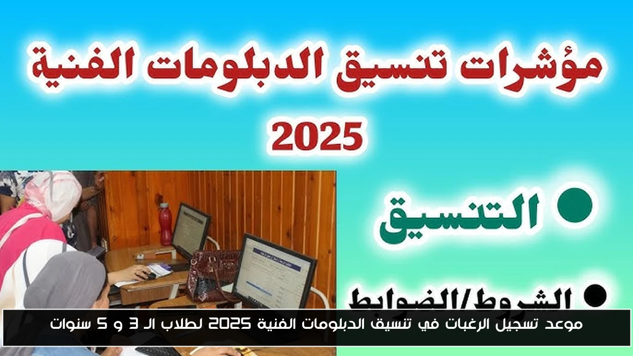 موعد تسجيل الرغبات في تنسيق الدبلومات الفنية 2025 لطلاب الـ 3 و 5 سنوات