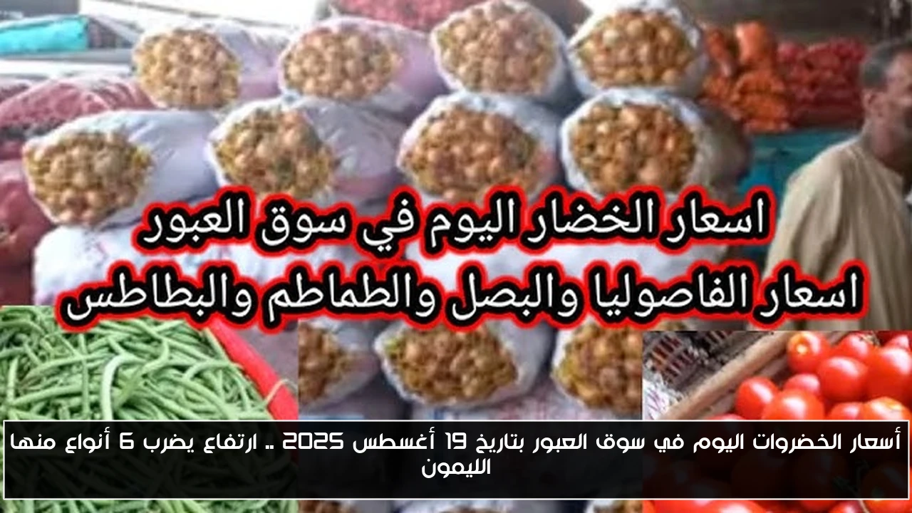 أسعار الخضروات اليوم في سوق العبور بتاريخ 19 أغسطس 2025 .. ارتفاع يضرب 6 أنواع منها الليمون