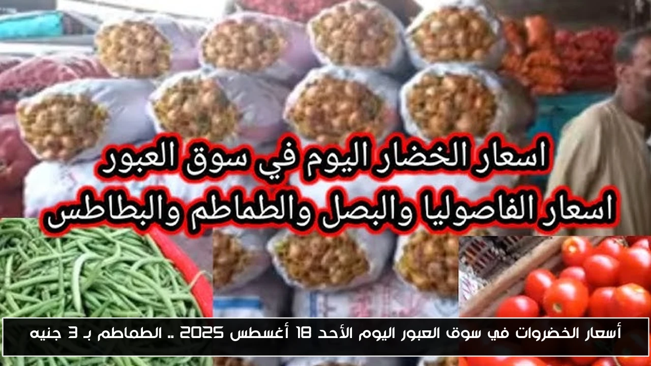 أسعار الخضروات في سوق العبور اليوم الأحد 18 أغسطس 2025 .. الطماطم بـ 3 جنيه