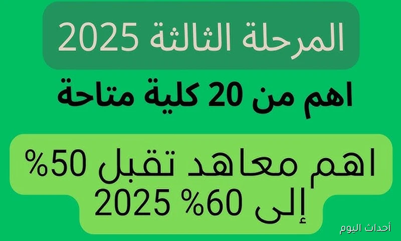تنسيق المرحله الثالثه 2025 | قائمة كاملة بالكليات والمعاهد المتوفرة أمام طلاب علمي