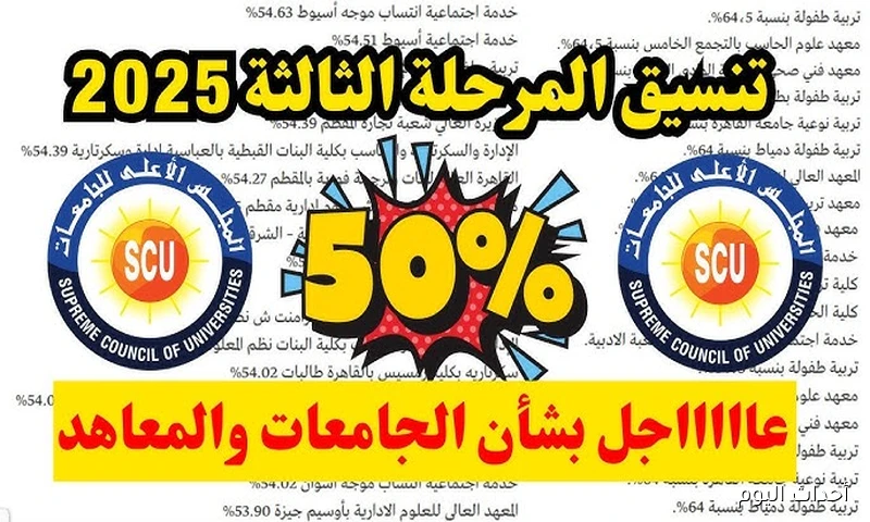 التعليم تُعلن موعد تسجيل الرغبات في تنسيق المرحلة الثالثة 2025 خلال الساعات القادمة