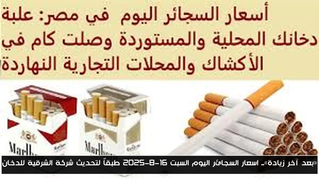 «بعد آخر زيادة».. اسعار السجائر اليوم السبت 16-8-2025 طبقاً لتحديث شركة الشرقية للدخان