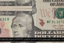 سعر الدولار اليوم مقابل الجنيه المصري