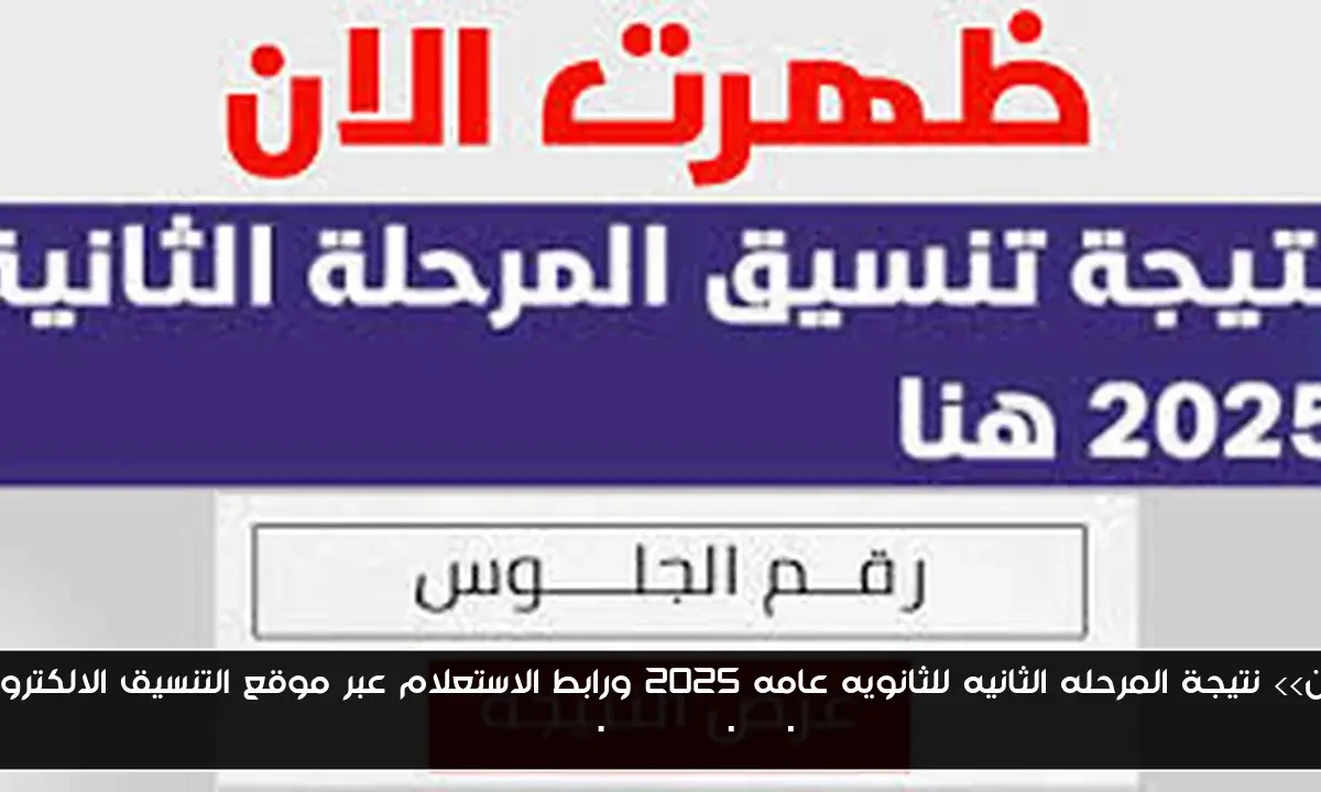الآن>> نتيجة المرحله الثانيه للثانويه عامه 2025 ورابط الاستعلام عبر موقع التنسيق الالكتروني tansik.digital.gov.eg