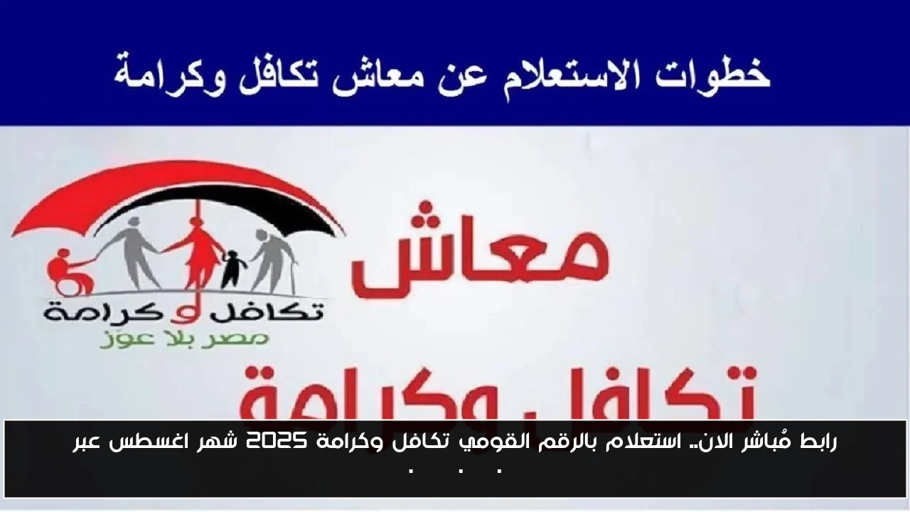 رابط مُباشر الان.. استعلام بالرقم القومي تكافل وكرامة 2025 شهر اغسطس عبر tk.moss.gov.eg