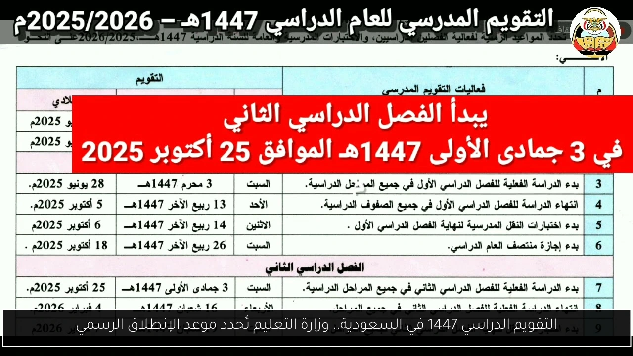 التقويم الدراسي 1447