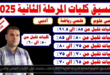التنسيق الثانويه العامه المرحله الثانيه