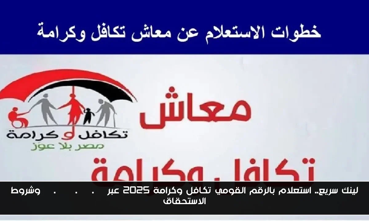 لينك سريع.. استعلام بالرقم القومي تكافل وكرامة 2025 عبر tk.moss.gov.eg وشروط الاستحقاق