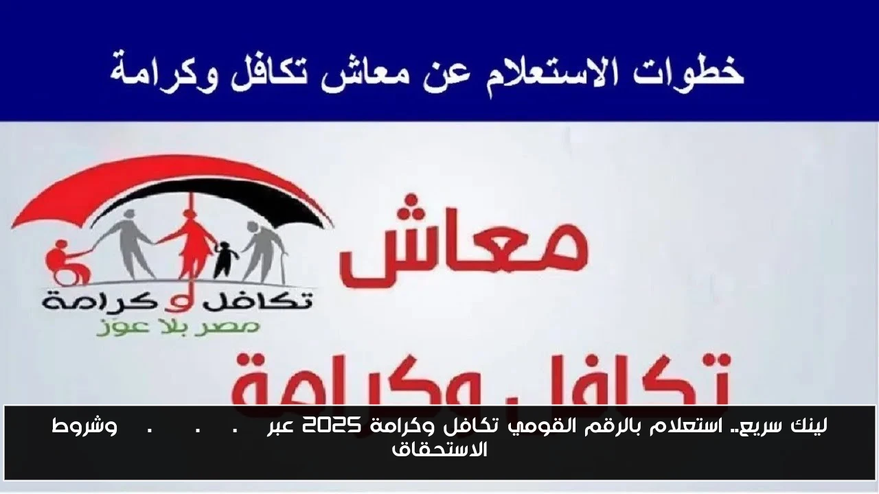 لينك سريع.. استعلام بالرقم القومي تكافل وكرامة 2025 عبر tk.moss.gov.eg وشروط الاستحقاق