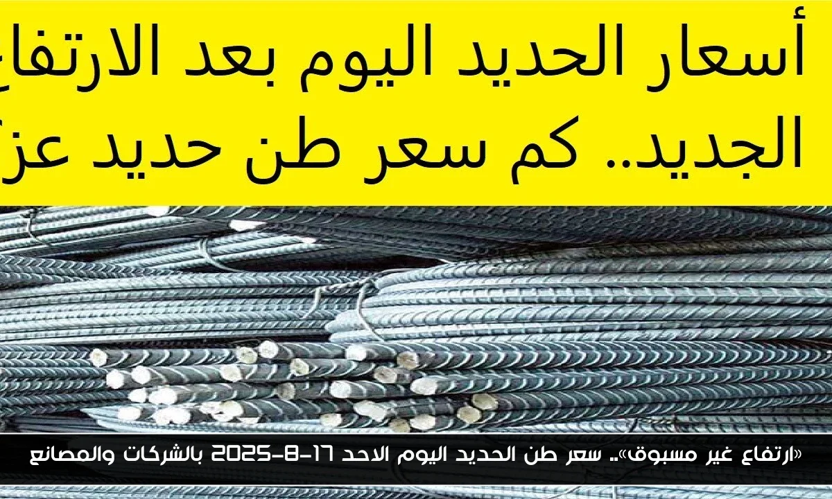 «ارتفاع غير مسبوق».. سعر طن الحديد اليوم الاحد 17-8-2025 بالشركات والمصانع