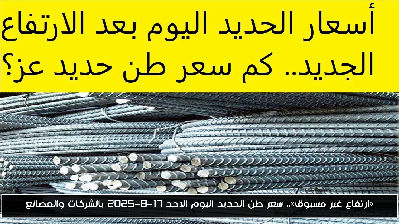 «ارتفاع غير مسبوق».. سعر طن الحديد اليوم الاحد 17-8-2025 بالشركات والمصانع