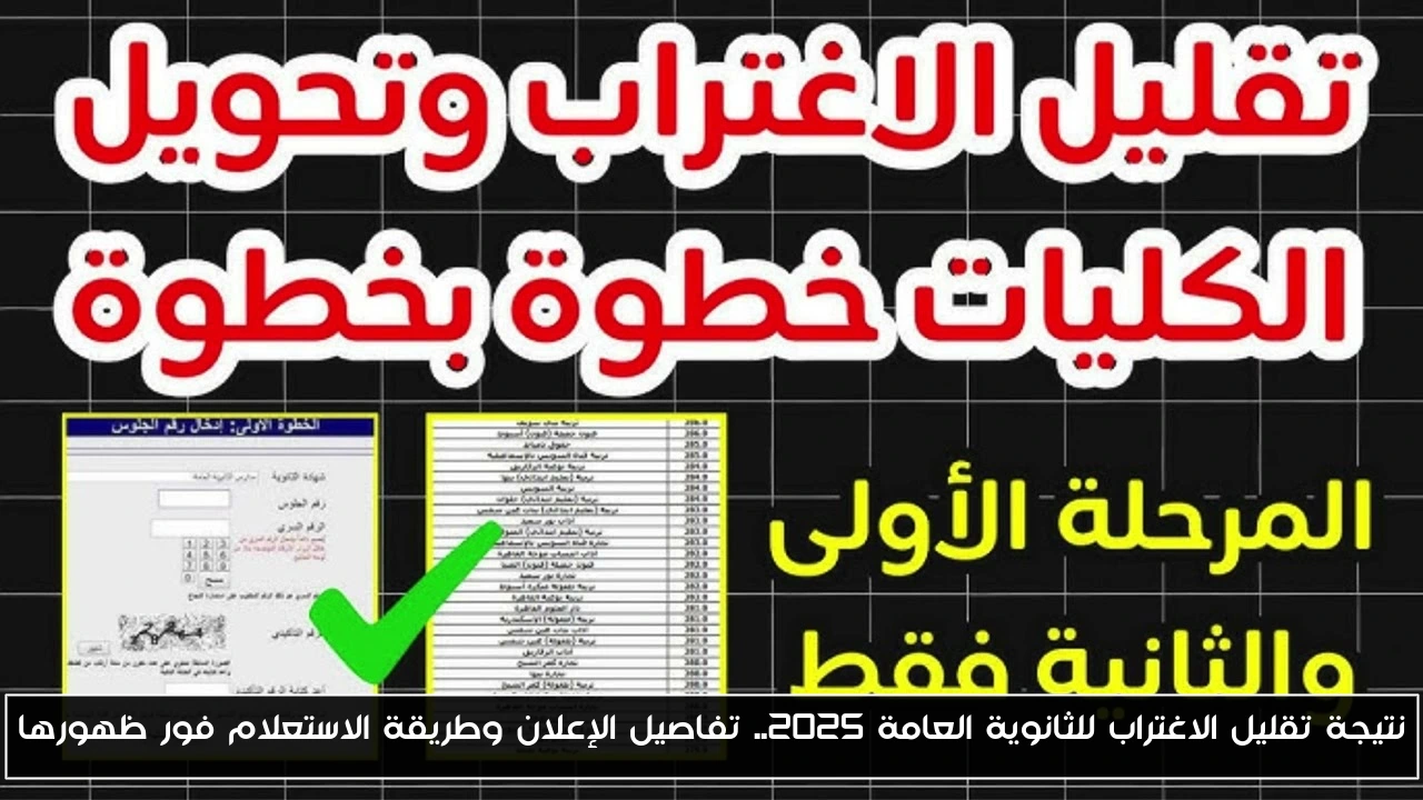 نتيجة تقليل الاغتراب للثانوية العامة 2025.. تفاصيل الإعلان وطريقة الاستعلام فور ظهورها