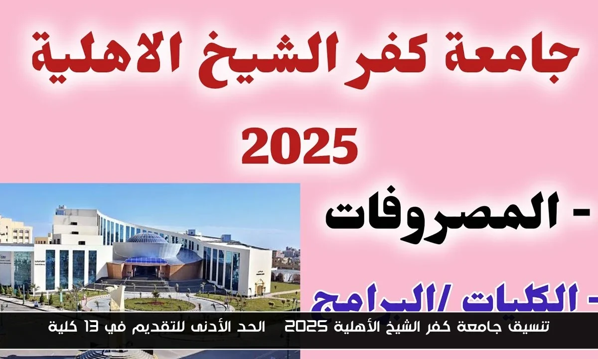 تنسيق جامعة كفر الشيخ الأهلية 2025 | الحد الأدنى للتقديم في 13 كلية