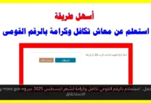 استعلام بالرقم القومي تكافل وكرامة