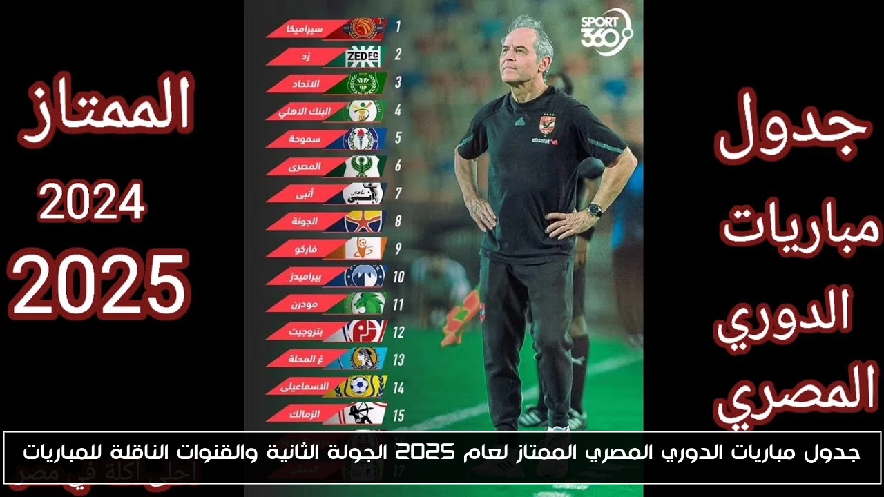 جدول مباريات الدوري المصري الممتاز لعام 2025 الجولة الثانية والقنوات الناقلة للمباريات