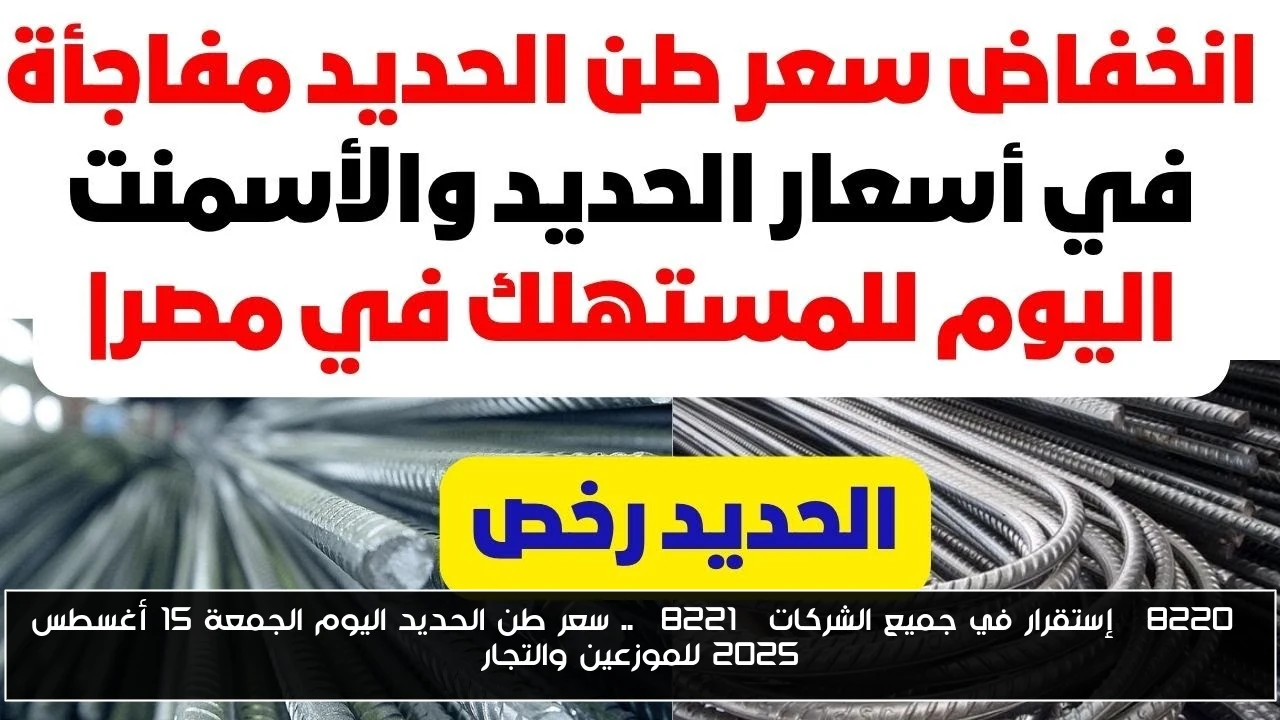 “إستقرار في جميع الشركات” .. سعر طن الحديد اليوم الجمعة 15 أغسطس 2025 للموزعين والتجار