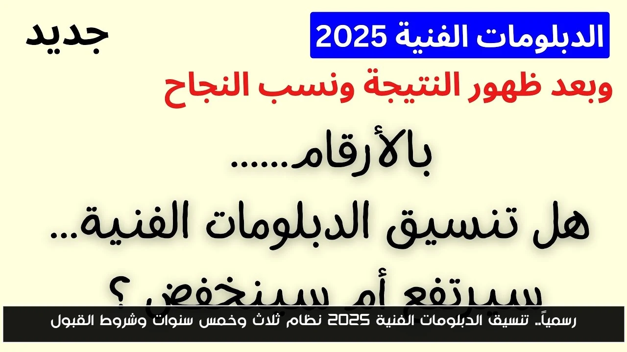 رسمياً.. تنسيق الدبلومات الفنية 2025 نظام ثلاث وخمس سنوات وشروط القبول