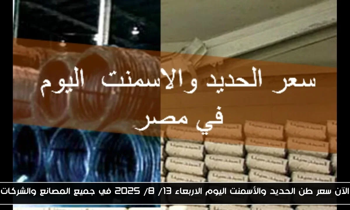 الآن سعر طن الحديد والأسمنت اليوم الاربعاء 13/ 8/ 2025 في جميع المصانع والشركات
