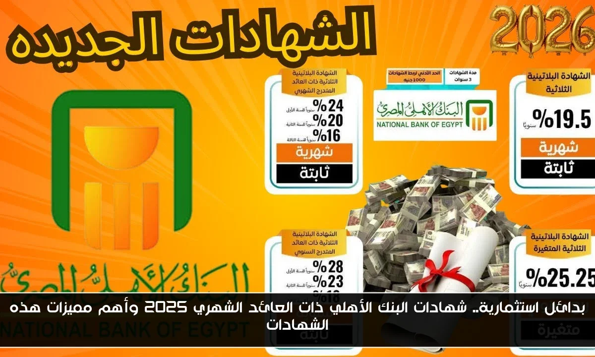 بدائل استثمارية.. شهادات البنك الأهلي ذات العائد الشهري 2025 وأهم مميزات هذه الشهادات