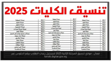 موقع تنسيق المرحلة الثانية 2025