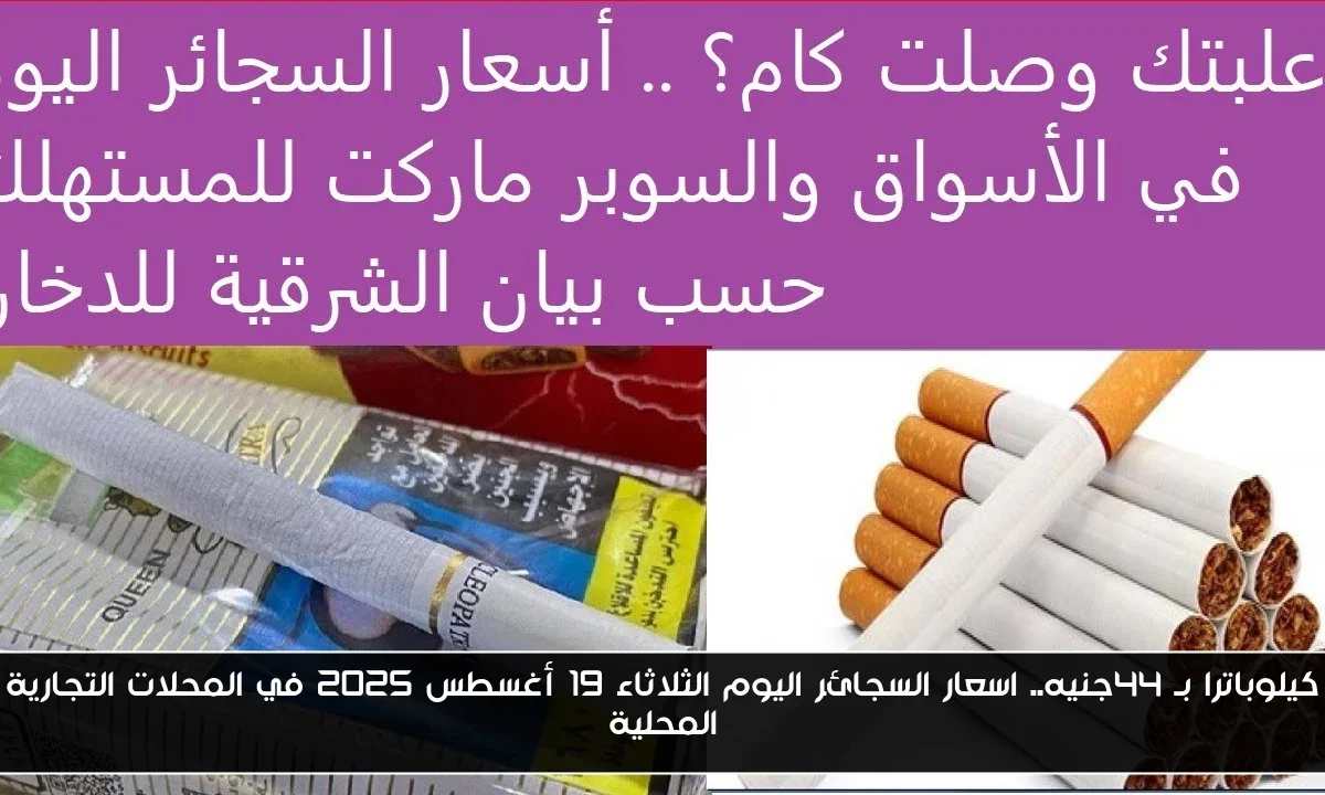كيلوباترا بـ 44جنيه.. اسعار السجائر اليوم الثلاثاء 19 أغسطس 2025 في المحلات التجارية المحلية