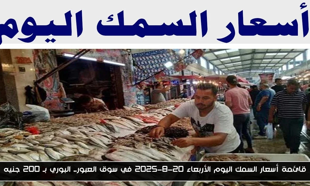 قائمة أسعار السمك اليوم الأربعاء 20-8-2025 في سوق العبور.. البوري بـ 200 جنيه