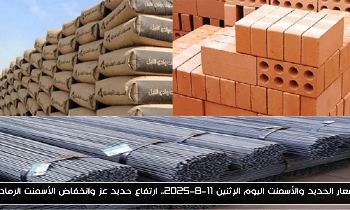 أسعار الحديد والأسمنت اليوم الإثنين 11-8-2025.. ارتفاع حديد عز وانخفاض الأسمنت الرمادي