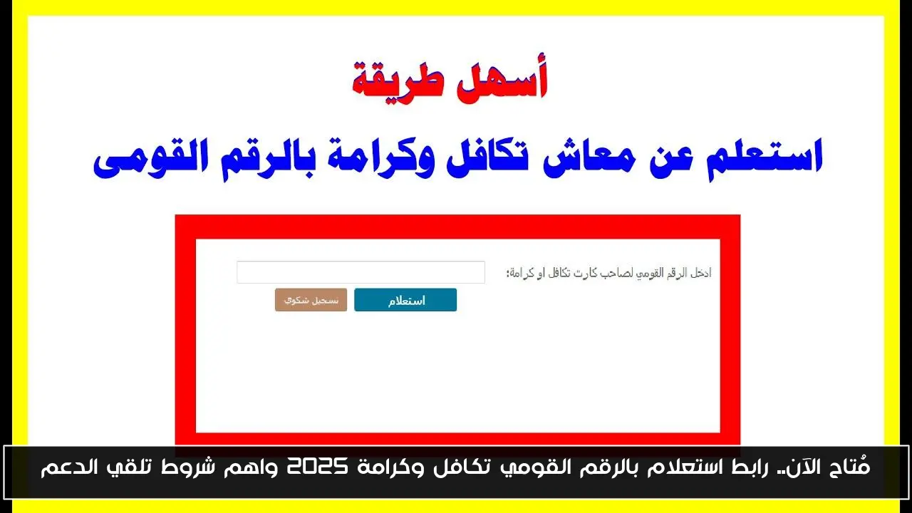 مُتاح الآن.. رابط استعلام بالرقم القومي تكافل وكرامة 2025 واهم شروط تلقي الدعم