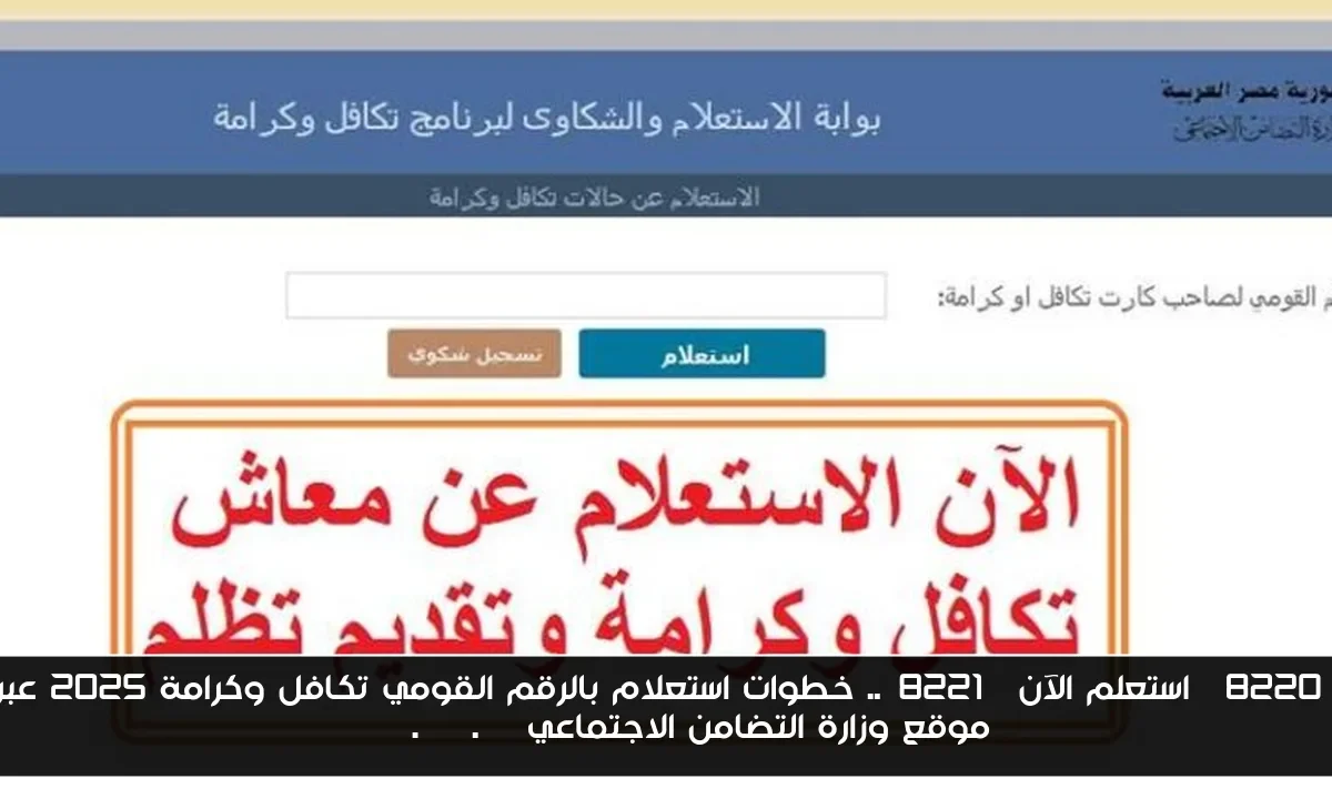 “استعلم الآن”.. خطوات استعلام بالرقم القومي تكافل وكرامة 2025 عبر موقع وزارة التضامن الاجتماعي moss.gov.eg