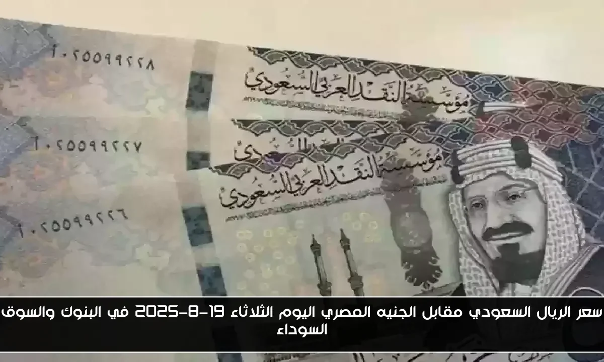 سعر الريال السعودي مقابل الجنيه المصري اليوم الثلاثاء 19-8-2025 في البنوك والسوق السوداء