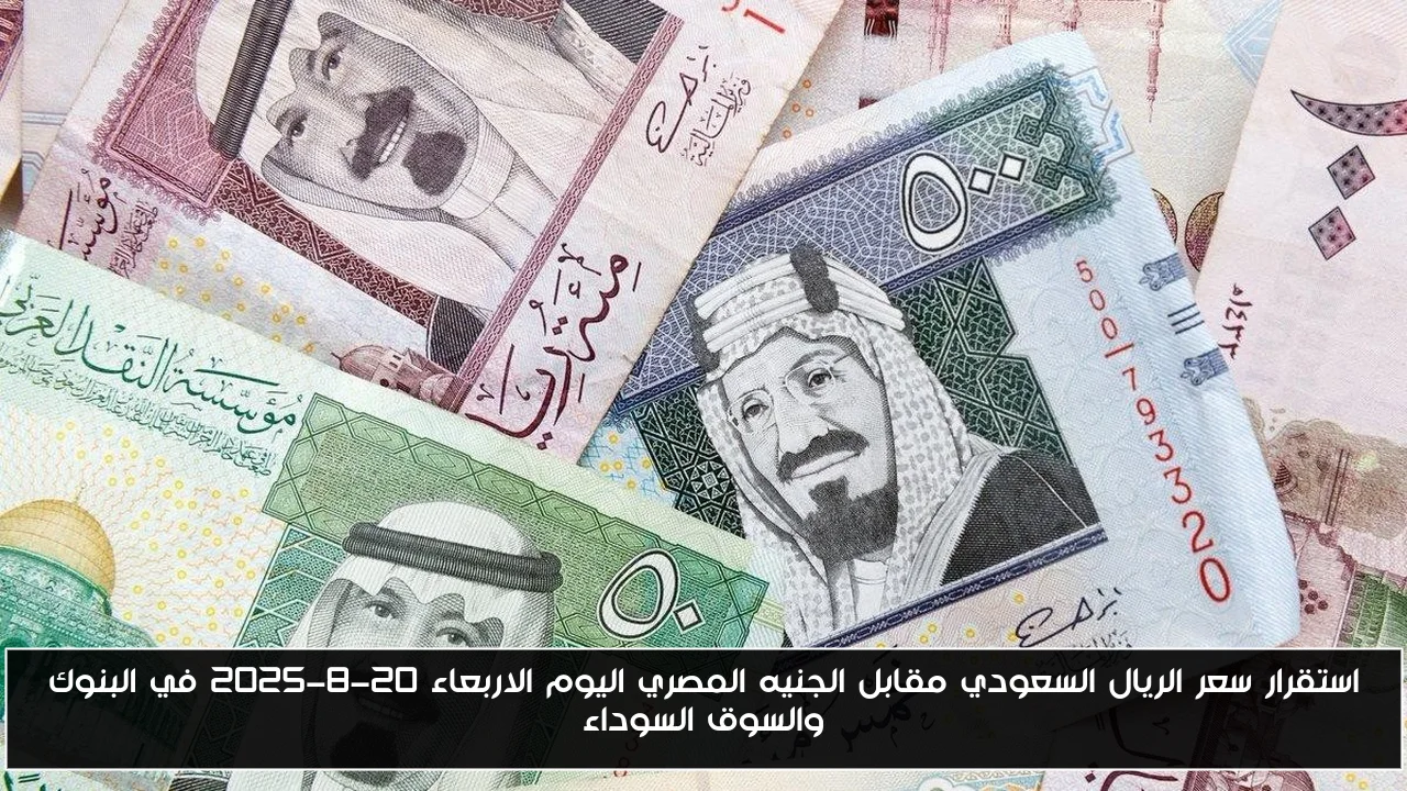 استقرار سعر الريال السعودي مقابل الجنيه المصري اليوم الاربعاء 20-8-2025 في البنوك والسوق السوداء