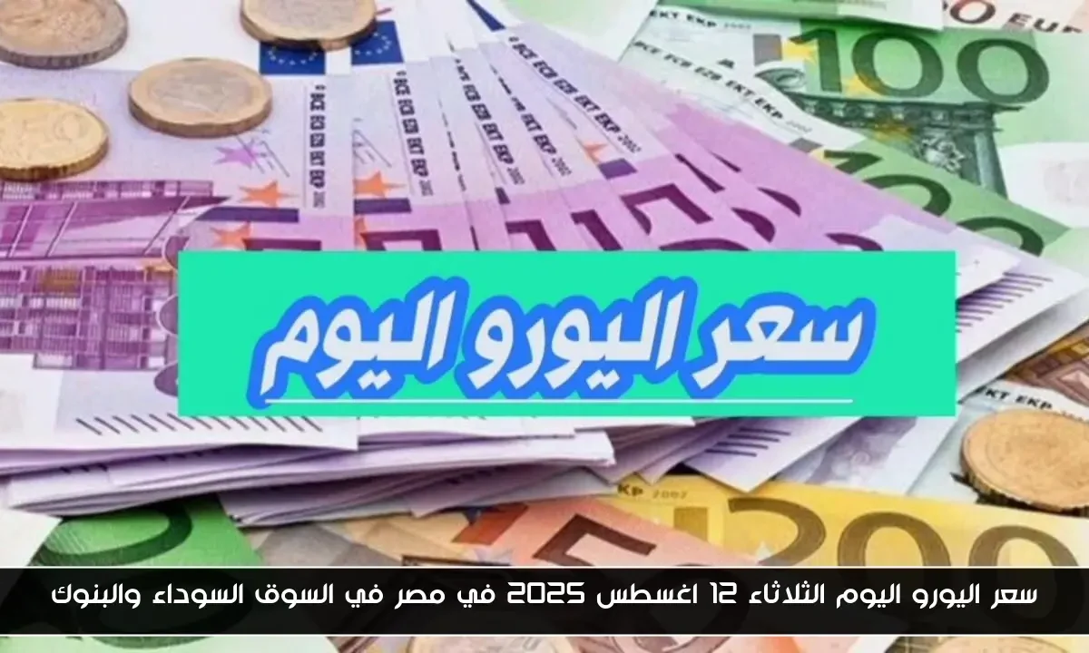 سعر اليورو اليوم الثلاثاء 12 اغسطس 2025 في مصر في السوق السوداء والبنوك