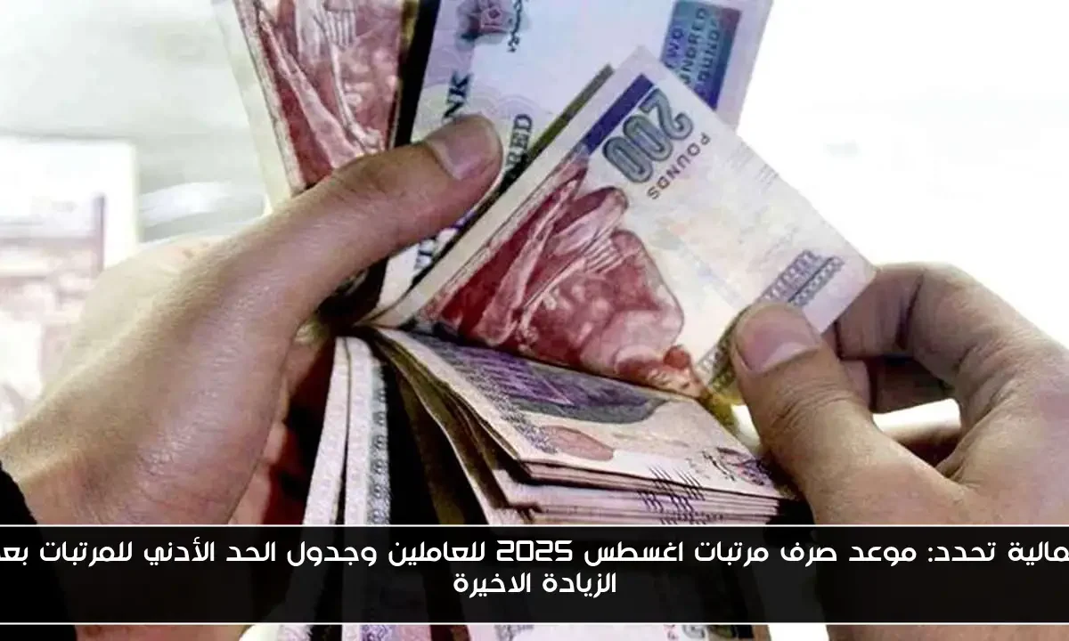 المالية تحدد: موعد صرف مرتبات اغسطس 2025 للعاملين وجدول الحد الأدني للمرتبات بعد الزيادة الاخيرة