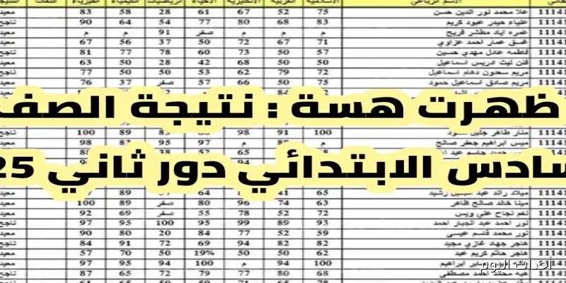 استعلم هسه.. نتائج السادس الابتدائي 2025 البصرة الدور الثاني عبر الموقع الرسمي لوزارة التربية العراقية ونتائجنا