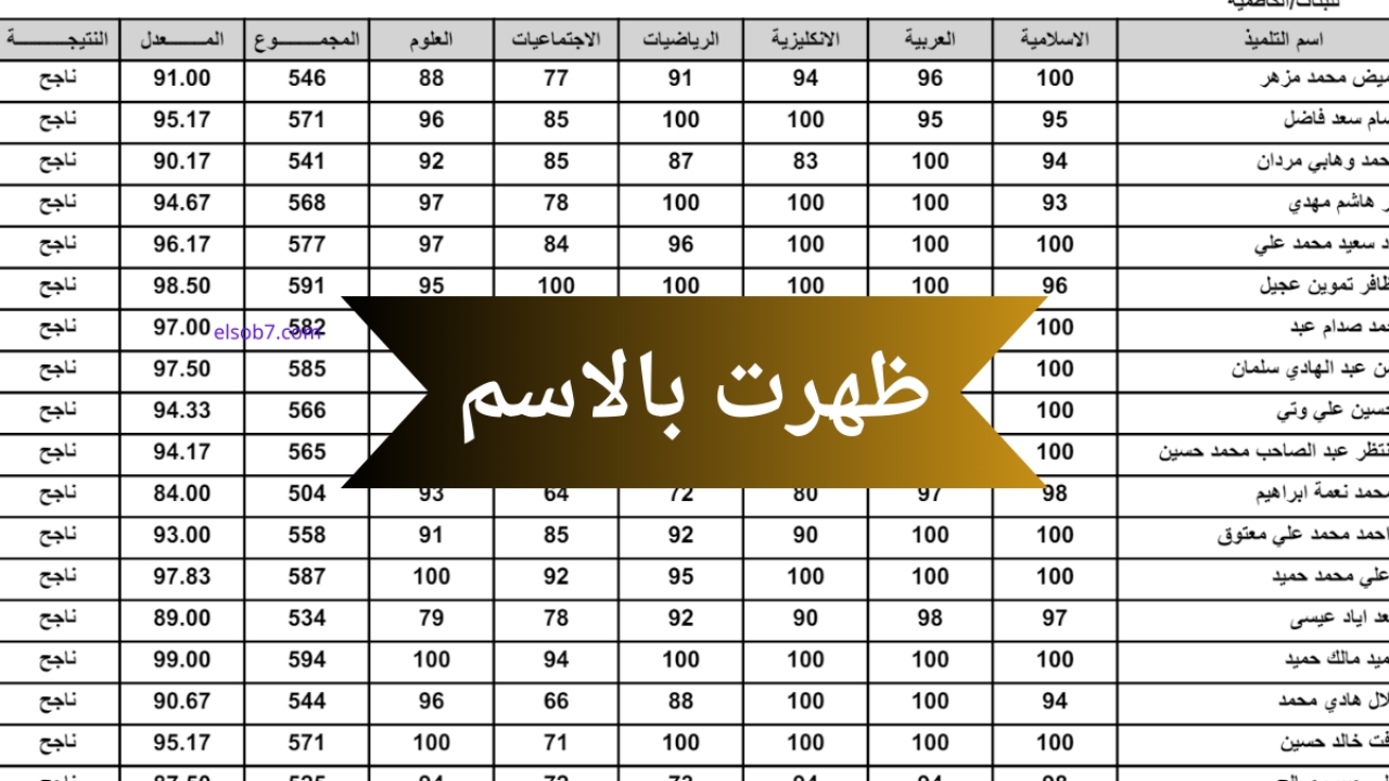 نتائج السادس الابتدائي 2025 موقع نتائجنا